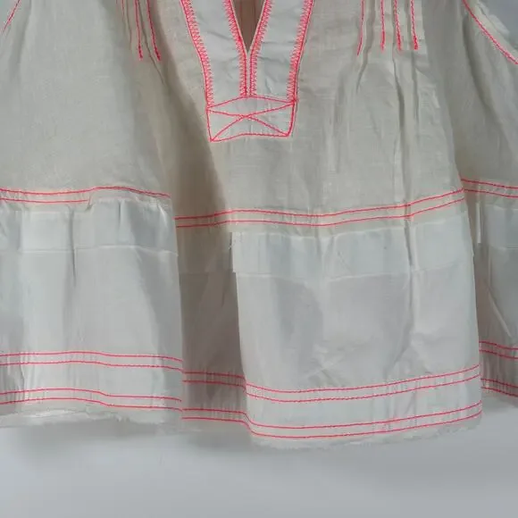 Pilcro Anthropologie Women's Top S White Raw Edge Linen Swing Coastal Boho - Picture 8 of 16